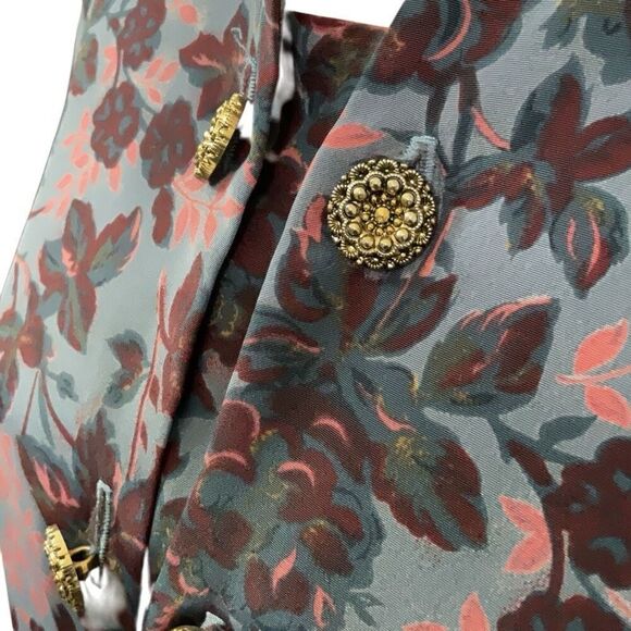 Leslie Fay Dress Jacket Double Breasted Buttons Purple Blue Floral Print Size 18 - Picture 4 of 6